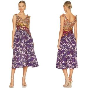 NWT ZIMMERMANN Tiggy Bow Midi Dress in Spliced Paisley. Size 0/XS